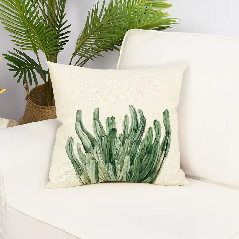 Green Small Leaf Plant Pillow Cover