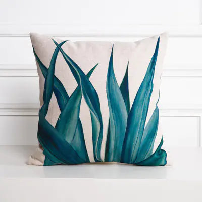 Hand-Painted Tropical Green Leaf Embrace Pillowcase