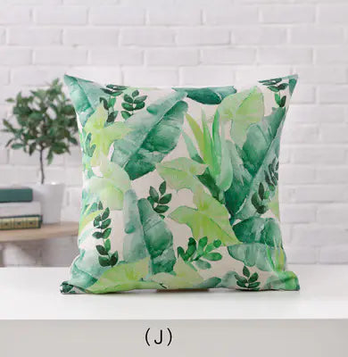 Hand-Painted Tropical Green Leaf Embrace Pillowcase