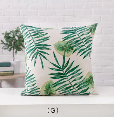 Hand-Painted Tropical Green Leaf Embrace Pillowcase
