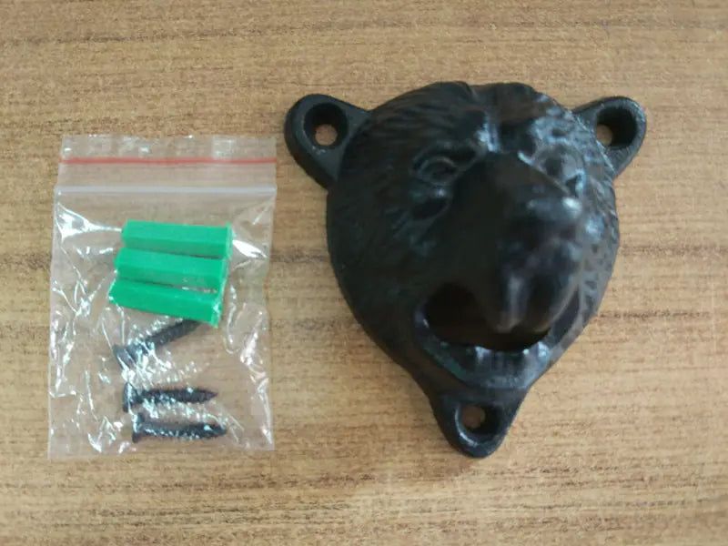 Bear Head Cast Iron Wall Bottle Opener - Metal Craft