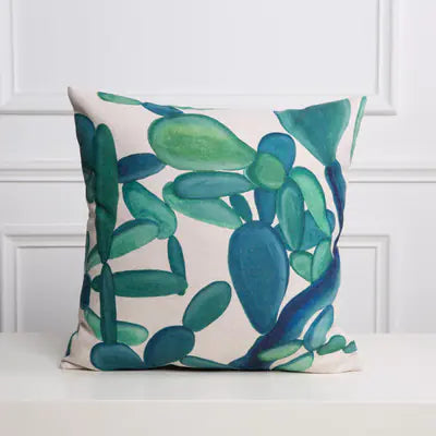 Hand-Painted Tropical Green Leaf Embrace Pillowcase