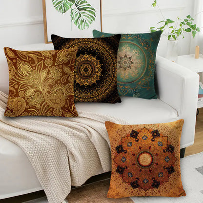 Bohemian Mandala Linen Pillow Cover for Bed & Sofa