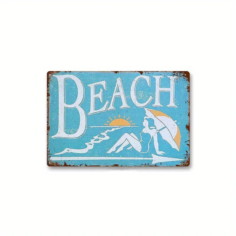 Metal Summer Beach Sign for Home and Wall Decor