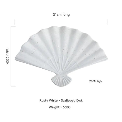 Japanese Ceramic Sushi Fan-Shaped Meal Plate