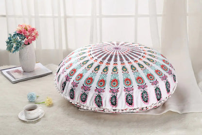 Colorful Mandala Round Floor Pillow for Meditation
