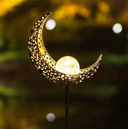 LED Solar Flame Light - Outdoor Iron Moon Garden Lamp