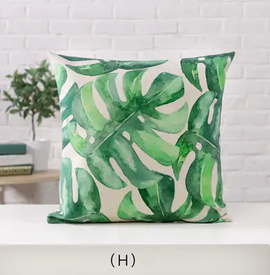Hand-Painted Tropical Green Leaf Embrace Pillowcase