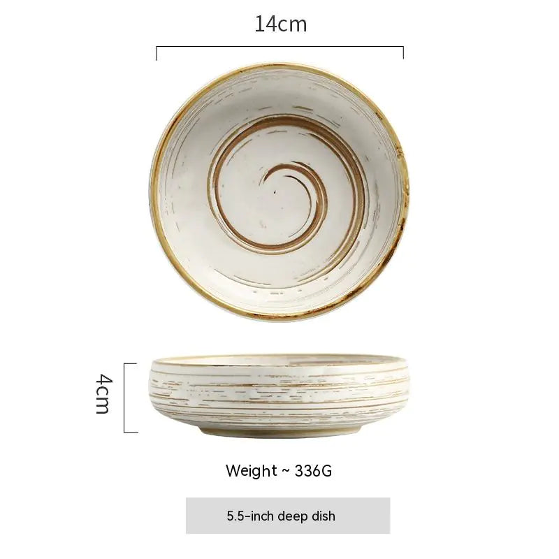 Quaint Painted Ceramic Rice Bowls and Plates