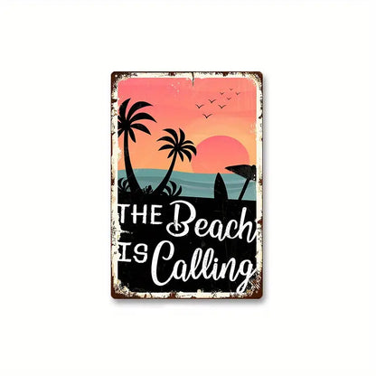 Metal Summer Beach Sign for Home and Wall Decor