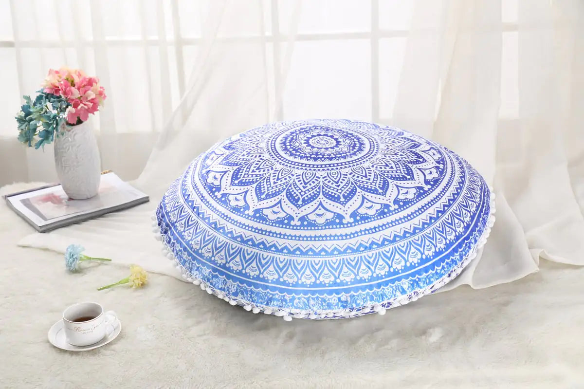 Colorful Mandala Round Floor Pillow for Meditation