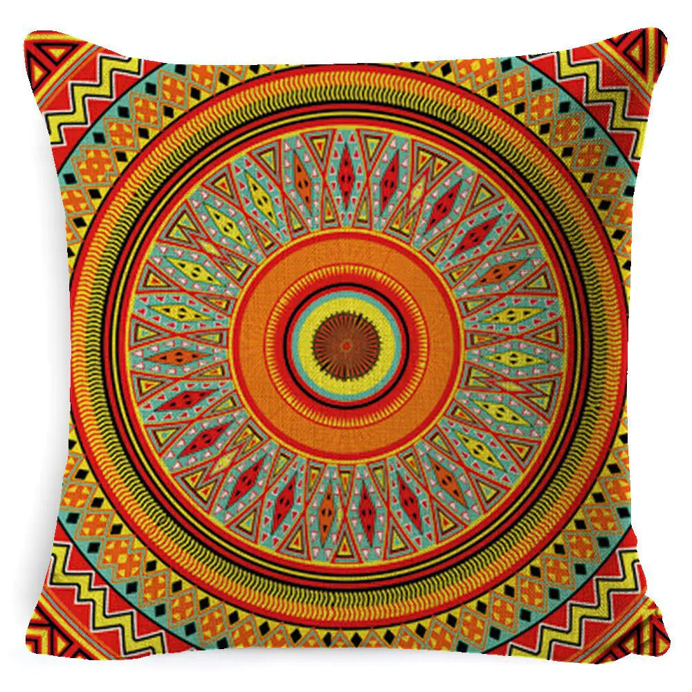 Bohemian Mandala Linen Pillow Cover for Bed & Sofa