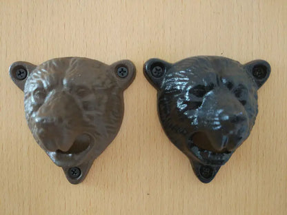 Bear Head Cast Iron Wall Bottle Opener - Metal Craft
