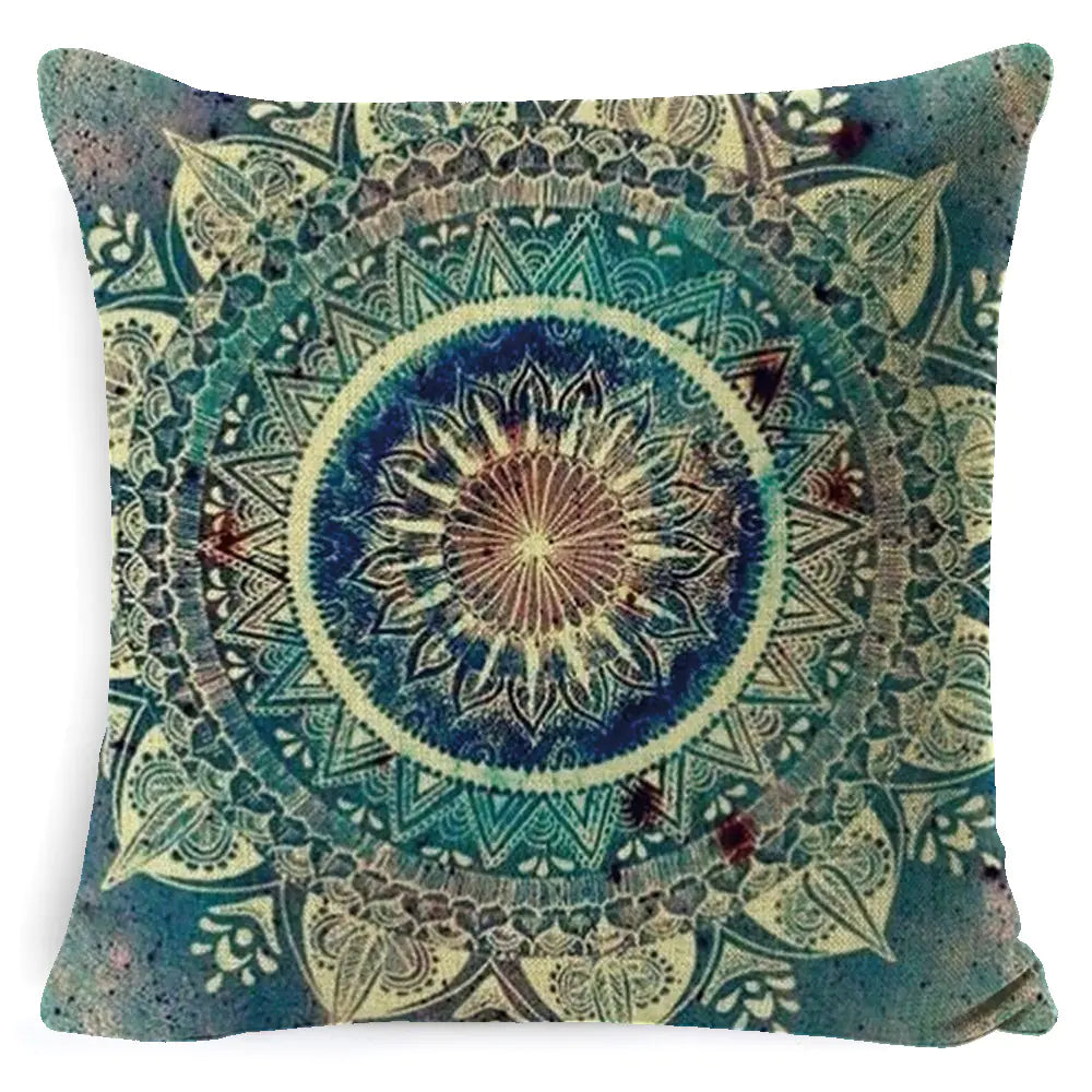 Bohemian Mandala Linen Pillow Cover for Bed & Sofa