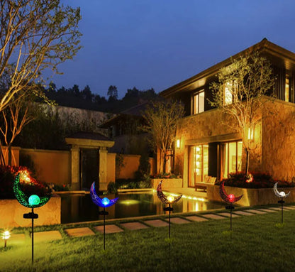 LED Solar Flame Light - Outdoor Iron Moon Garden Lamp