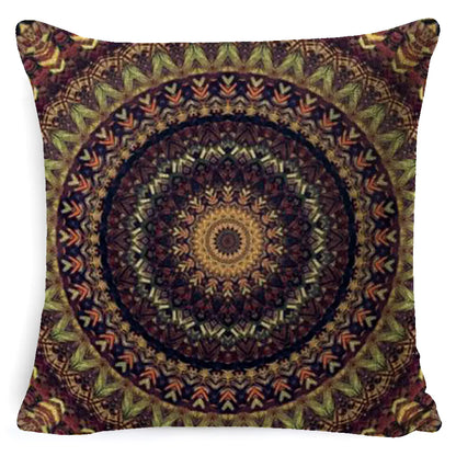 Bohemian Mandala Linen Pillow Cover for Bed & Sofa