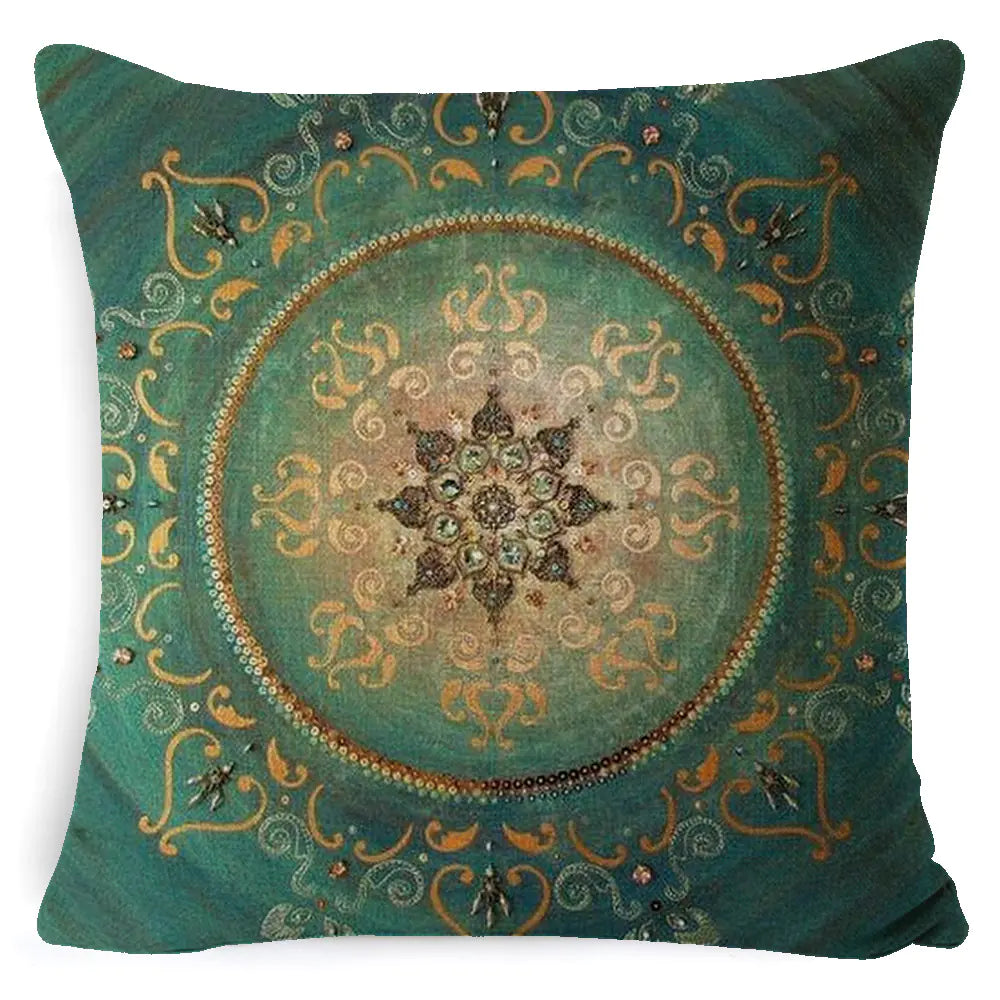Bohemian Mandala Linen Pillow Cover for Bed & Sofa