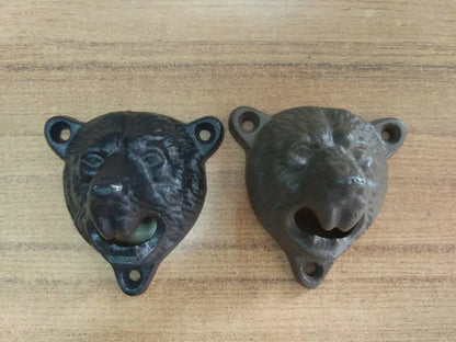 Bear Head Cast Iron Wall Bottle Opener - Metal Craft