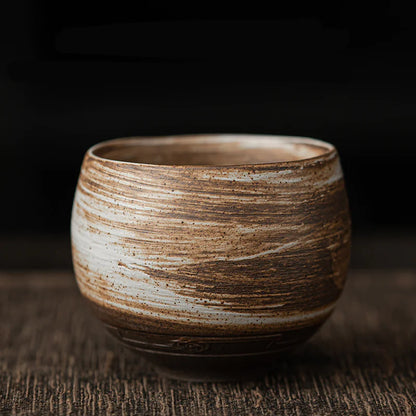 Japanese Handcrafted Coarse Pottery Tea Cups