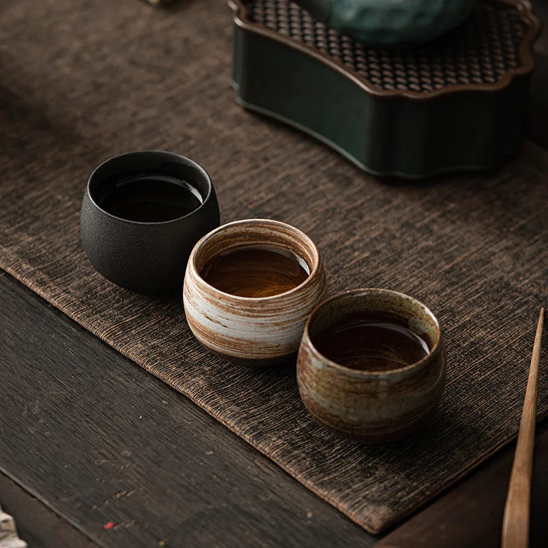 Japanese Handcrafted Coarse Pottery Tea Cups