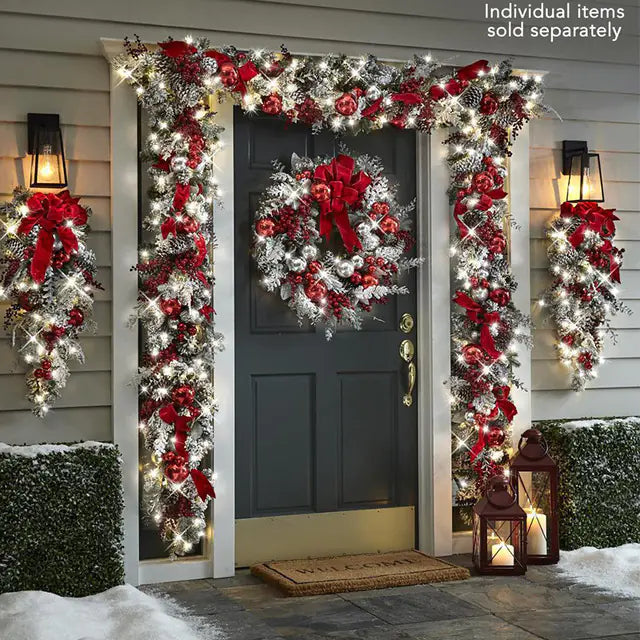 Christmas Wreath with Red Ball Ornaments