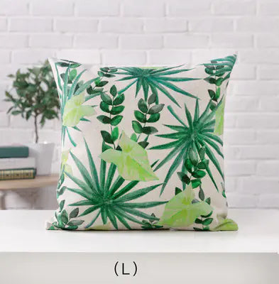 Hand-Painted Tropical Green Leaf Embrace Pillowcase