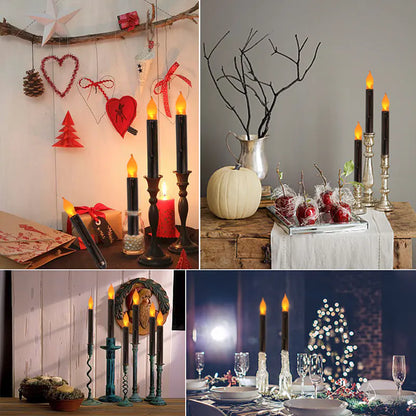 12 Black Long Candles with Shell for Home Decor