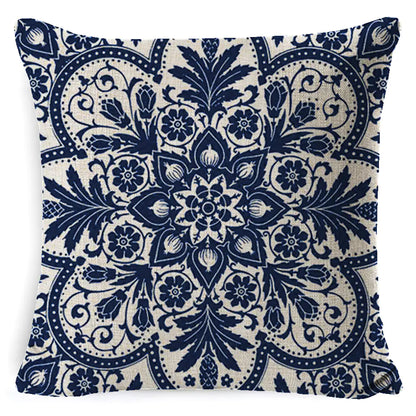 Bohemian Mandala Linen Pillow Cover for Bed & Sofa