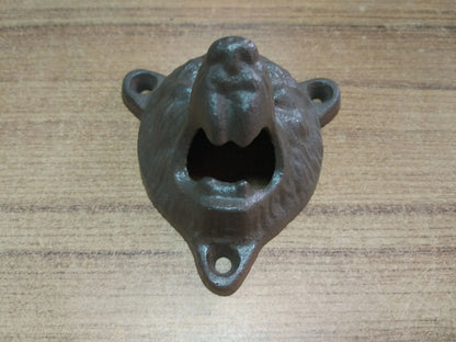 Bear Head Cast Iron Wall Bottle Opener - Metal Craft