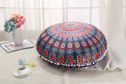 Colorful Mandala Round Floor Pillow for Meditation