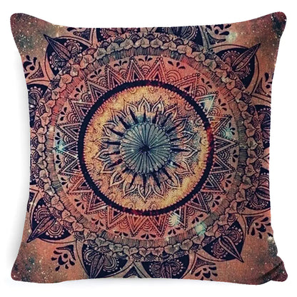 Bohemian Mandala Linen Pillow Cover for Bed & Sofa