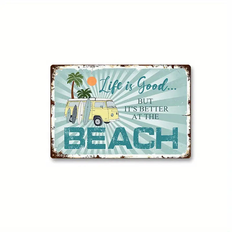 Metal Summer Beach Sign for Home and Wall Decor