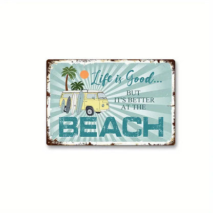 Metal Summer Beach Sign for Home and Wall Decor