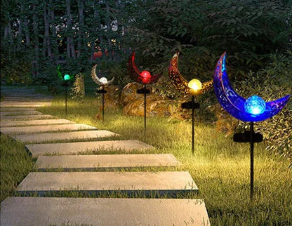 LED Solar Flame Light - Outdoor Iron Moon Garden Lamp