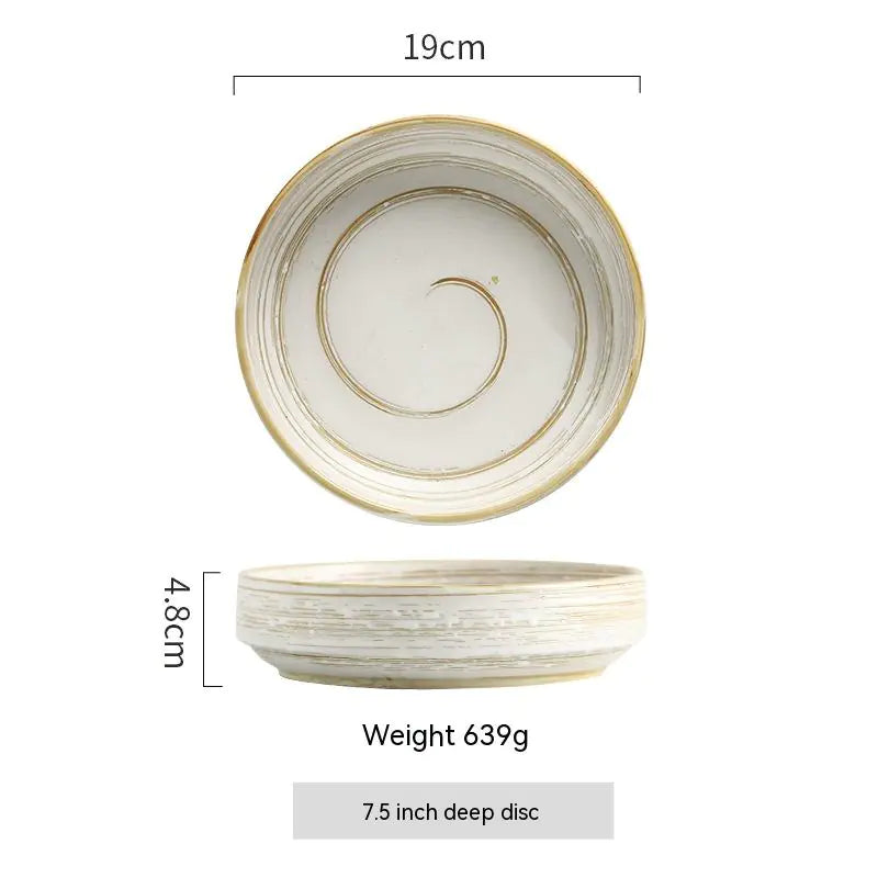Quaint Painted Ceramic Rice Bowls and Plates