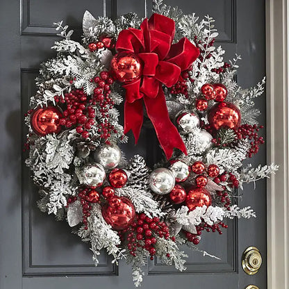 Christmas Wreath with Red Ball Ornaments