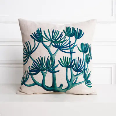 Hand-Painted Tropical Green Leaf Embrace Pillowcase