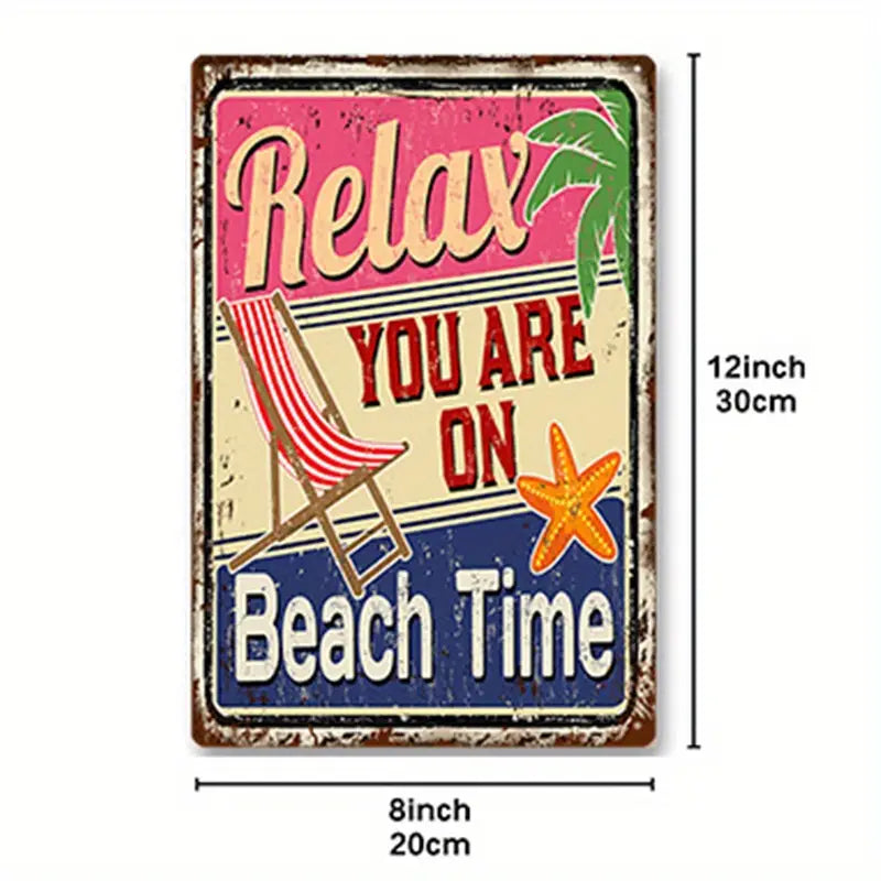 Metal Summer Beach Sign for Home and Wall Decor