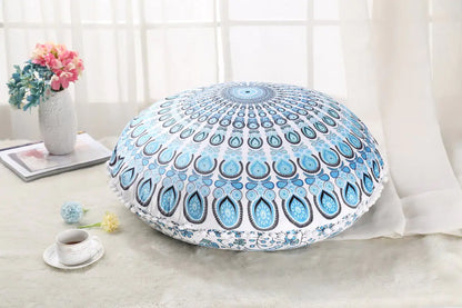 Colorful Mandala Round Floor Pillow for Meditation