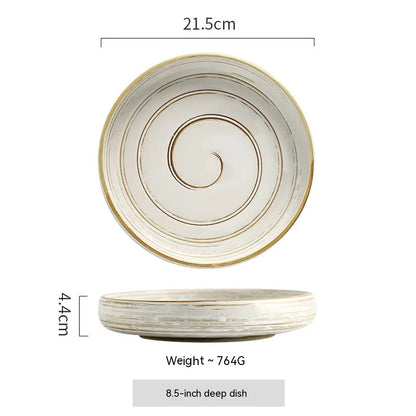 Quaint Painted Ceramic Rice Bowls and Plates